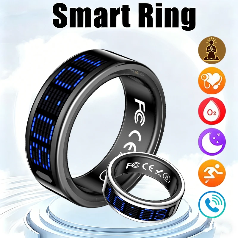 Smart Ring Health Tracker Heart Rate Sleep - Neuer Smart Ring mit Blauem LED-Display