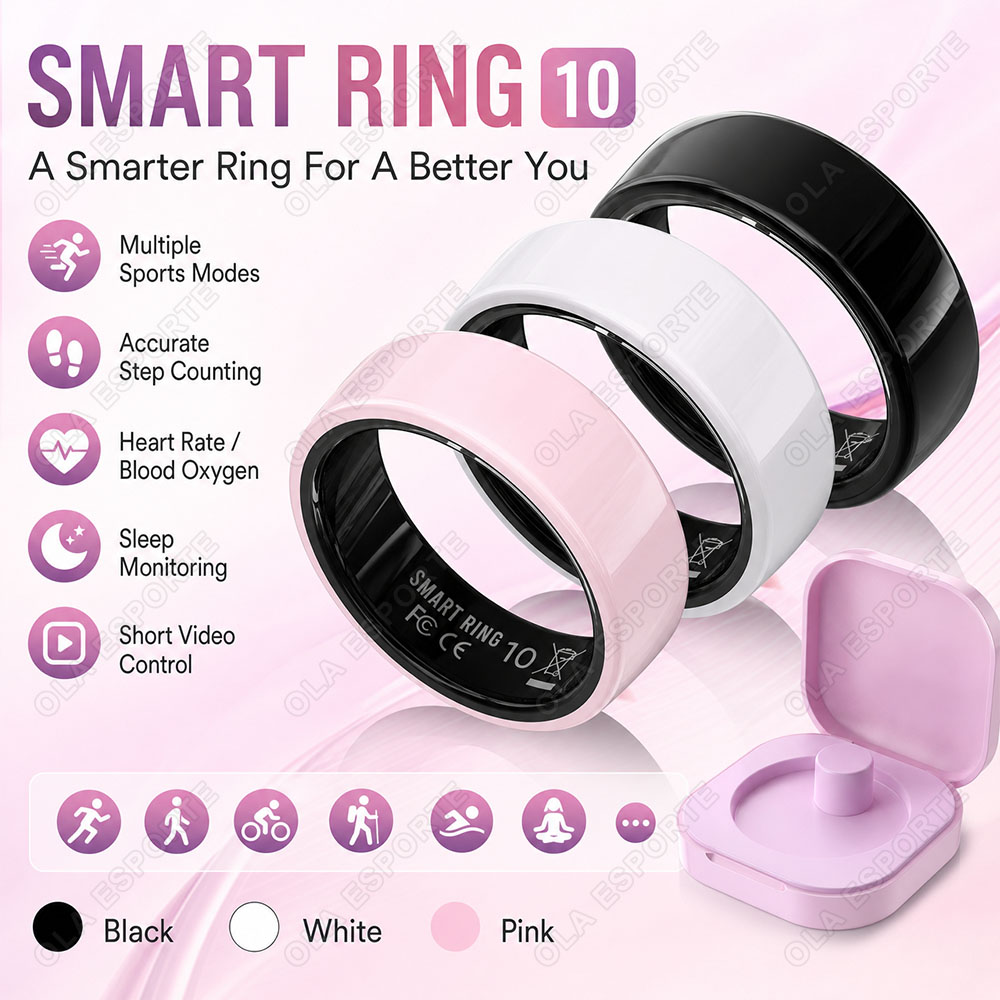 Smart Ring Step Calorie Fitness Monitor - 2026 Neuer Keramik-Smartring Schlaf 24-Stunden-Herzfrequenzüberwachung Fitness-Aktivitäts-Tracking