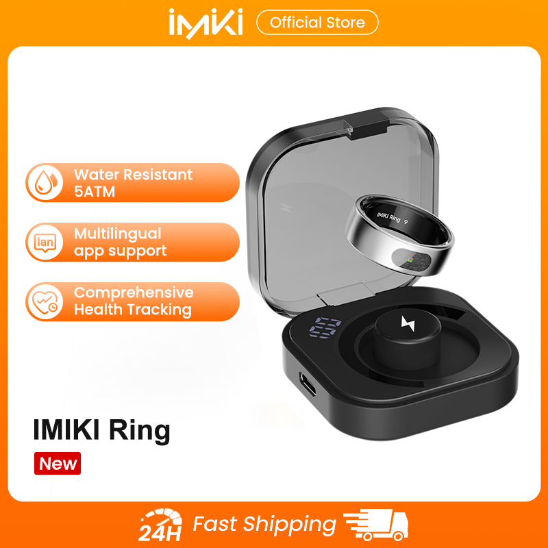 Smart Ring Health Tracker Heart Rate Sleep - IMIKI Smart Ring mit Display-Bildschirm, kabellosem