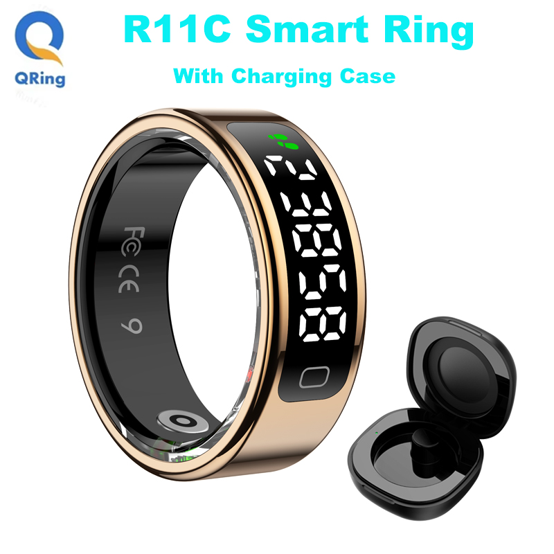 Smart Ring Health Tracker Heart Rate Sleep - AMZMAX R11C Display Smart Ring Männer