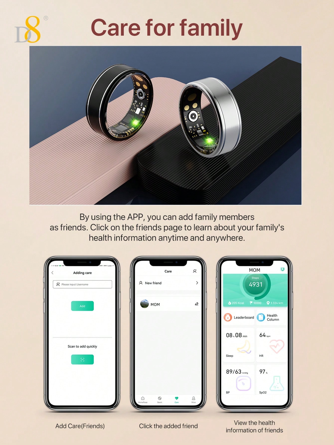 D8 Smart Ring Fitness-Tracker  – Smart Ring Step Calorie Fitness Monitor Bewertung und Preis